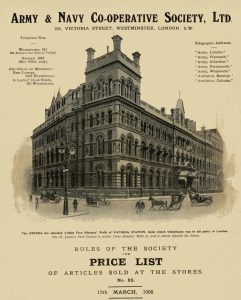 Anuncio de Army and Navy Stores en 1908.