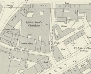 Plano de la zona en 1950. Fuente Ordnance Survey.
