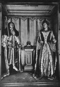 Efigies de cera de William III y Mary II en Westminster Abbey. Fuente desconocida.