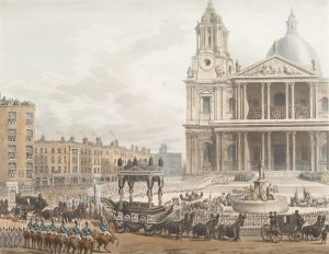 Cortejo fúnebre del vicealmirante Horatio Nelson. Acuarela de Auguste Charles Pugin procedente del London Museum.