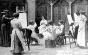 Estudiantes en St. John's Wood Art School hacia 1890. Fuente desconocida.
