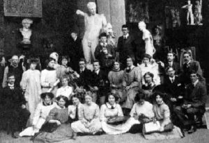 Estudiantes en St. John's Wood Art School hacia 1890. Fuente desconocida.