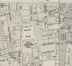 Plano de la zona en 1912. Fuente Ordnance Survey.